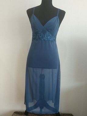 Women’s Blue Lace-Trim Chemise Slip